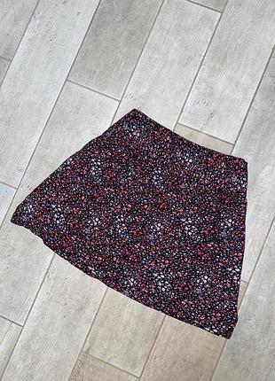 Чорна міні спідниця,квітковий принт(06)