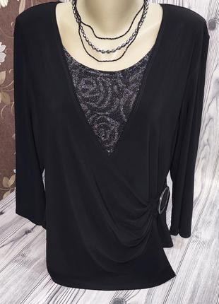 Красивая черная блуза кофта с люрексовой вставкой р.xl\50-52 saloos