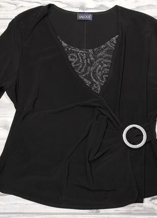 Красивая черная блуза кофта с люрексовой вставкой р.xl\50-52 saloos8 фото