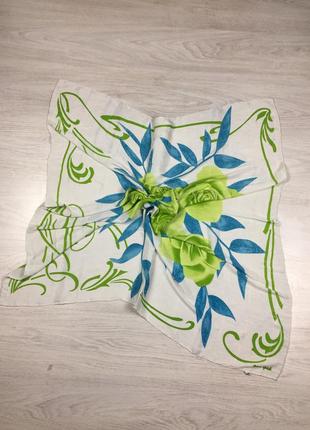 Яркий шелковый платок nur ipek silk с цветами1 фото