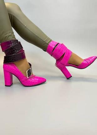 Туфли лодочки из натуральной кожи на высоком каблуке 9,5см для ярких девушек!