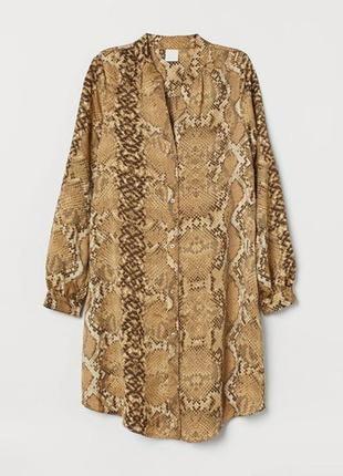 Золотое платье-туника со змеиным принтом 12-14 рh&m