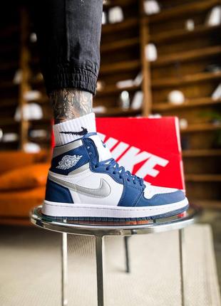 Nike air jordan 1 navy blue, чоловічі кросівки найк джордан (36рр - 45рр)