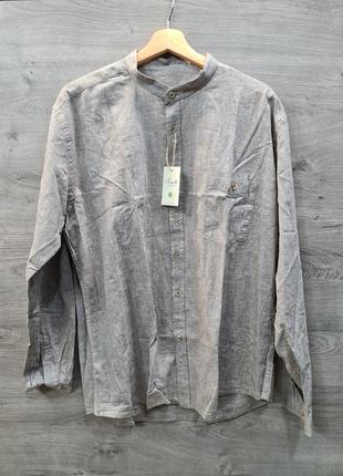 Рубашка мужская стойка лен(увеличенные размеры)1 фото