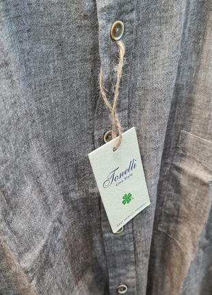 Рубашка мужская стойка лен(увеличенные размеры)3 фото