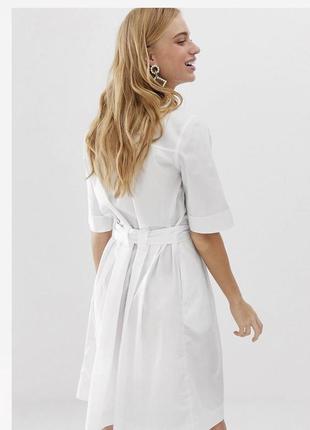 Monki стильное белое платье рубашка под пояс  asos2 фото