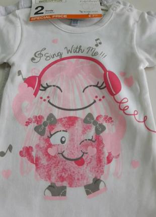 Боди коттоновые с коротким рукавом 2в1, 80 р.