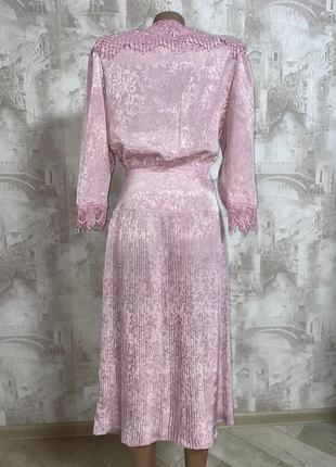 Рожева вінтажна міді сукня ,мереживо ,спідниця плісе(06)3 фото