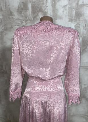 Рожева вінтажна міді сукня ,мереживо ,спідниця плісе(06)5 фото