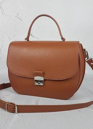 Шкіряна сумка "molly" натуральна шкіра флотар, колір гончарна глина