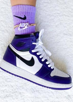 Кроссовки  nike air jordan 1 high court purple2 фото