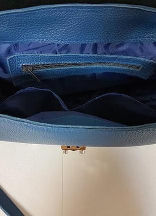 Кожаная сумка "molly" голубой, натуральная кожа флотар.5 фото