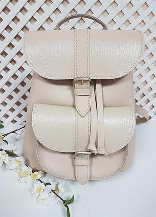 Шкіряний рюкзак "siena" слонова кістка, натуральна шкіра гладка з рептилією