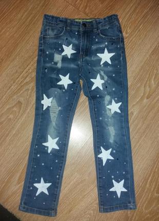 Круті джинси в намистинах і зірки з елементами рванки 7-8 років