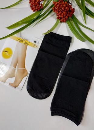 Тонкие черные капроновые носки omsa 8den омса
