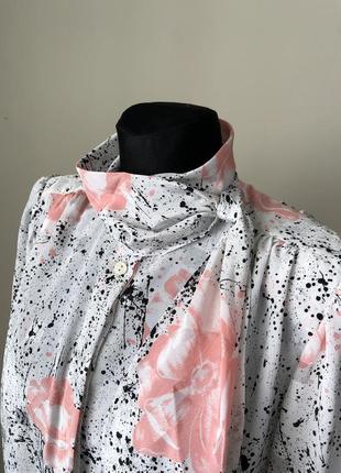 Orenzo вінтаж 79,80-е блузка рожеві троянди чорні плями3 фото