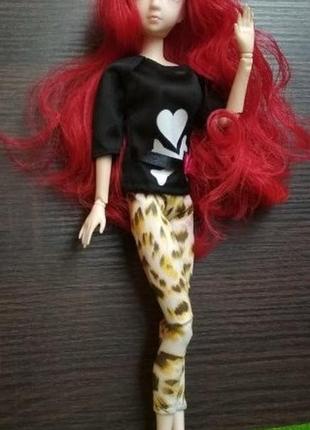 Шарнирная кукла рианна с длинными красными волосами и стеклянными 3d глазами