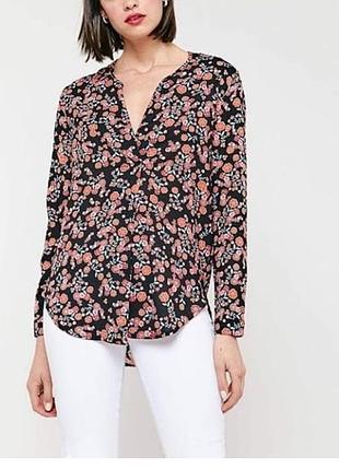 Блузка на довгому рукаві в квітковий принт