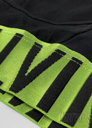 Женский комплект нижнего белья calvin klein (топ + брифы), цвет черный с зеленой резинкой5 фото