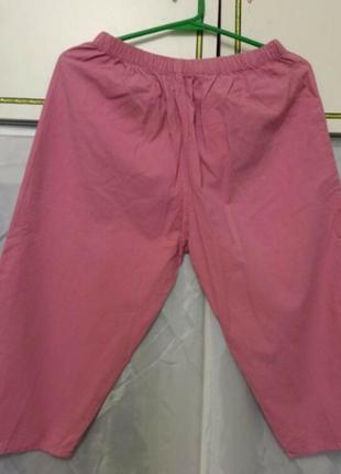 Женские бриджи с вышивкой на резинке жіночі бріджи цвет розовый коттон размер 50 522 фото