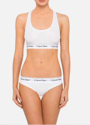 Жіночий комплект нижньої білизни calvin klein (топ + труси бріфи), колір білий, розмір l