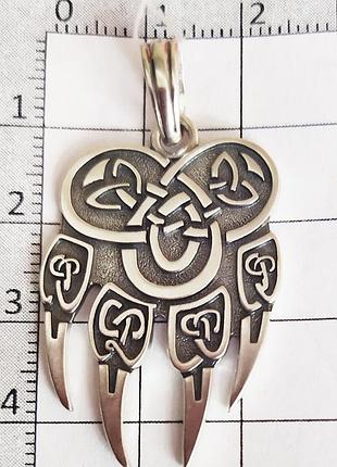 Кулон лапа волка или печать велеса из серебра 925 пробы арт. 970218331