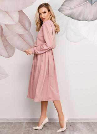 Скидка! розовое классическое приталенное платье3 фото