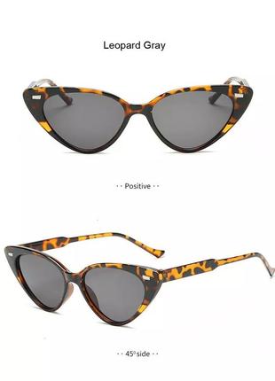 Женские солнцезащитные очки кошачий глаз с металлической вставкой леопардовые2 фото