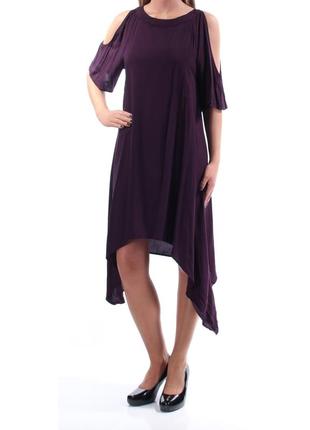 Платье асимметричное "трапеция" фиолетовое с вырезами по плечам , м6 фото