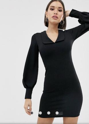 Стильное маленькое чёрное платье с пышными рукавами tfnc