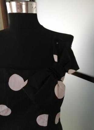 Платье на одно плечо, чёрное в горошек размер 42,пр-во турция3 фото