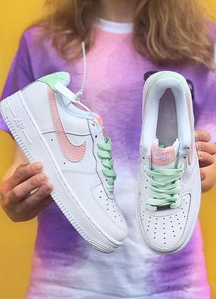 Женские кроссовки nike air force 1 pink\mint
