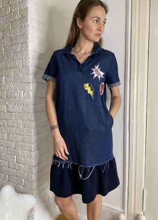 Джинсове сукню з коміром поло італія