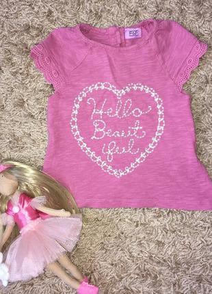 Шикарна футболочка f&f з прошвой, 9-12 міс