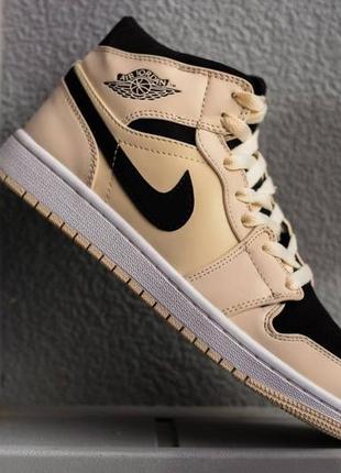 Nike air jordan 1 retro high black beige, женские кроссовки