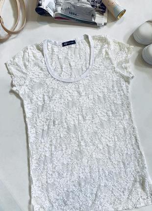 Футболка біла мереживна прозора