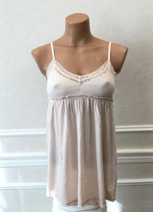 Топ, майка нежго-розовая с кружевом