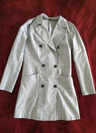 Платье пиджак удлиненный пиджак жакет в клетку