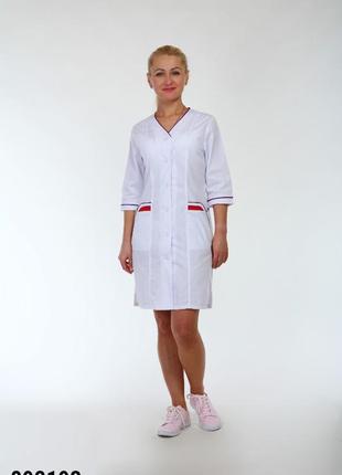 Халат медичний, білий, бавовна, р.42,44,46, жіночий спецодяг, 892193