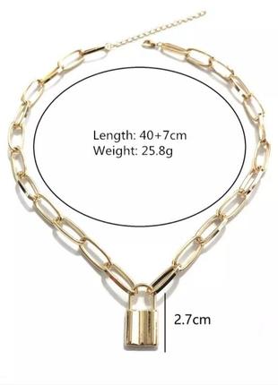Цепь цепочка ожерелье массивное кулон украшение бижутерия замочек золото замок
