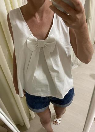 Блуза рубашка маечка белая хлопковая4 фото