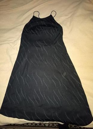 Коктейльне вечірнє плаття сарафан чорний на блискавці і бретельках l6 фото