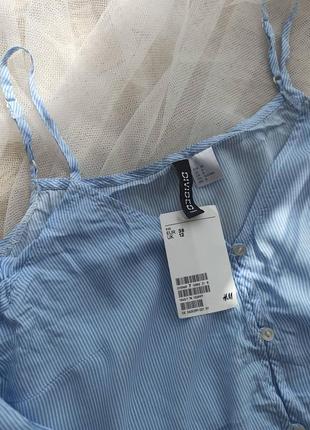 H&m голубенька блуза у дрібну смужку3 фото