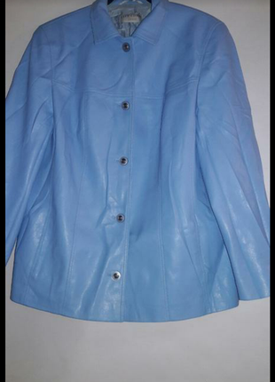Жакет куртка из эко-кожи небесного цвета1 фото