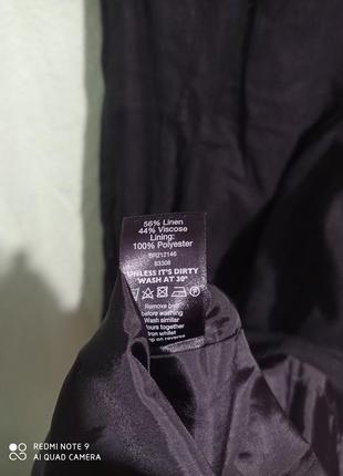 36 деловое базовое чёрное платье без рукавов под поясок лён вискоза7 фото