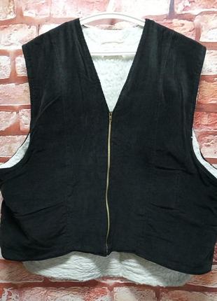 Жилет вельветовый с искусственным мехом винтажный 70-80-е4 фото