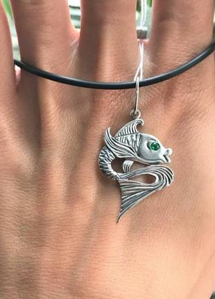 Срібна рибка 925 проби, підвіс, кулон, підвіска