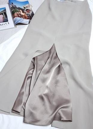 Спідниця-максі з комбінованою тканиною силует рибка вінтаж ретро пісочний колір presen de luxe