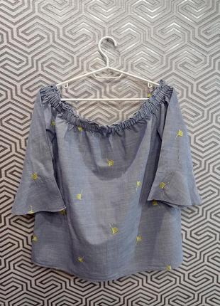 Легка блузка з вишивкою f&f 100% бавовна1 фото