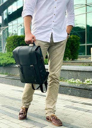 Кожаный рюкзак "bronks" черный, натуральная кожа2 фото